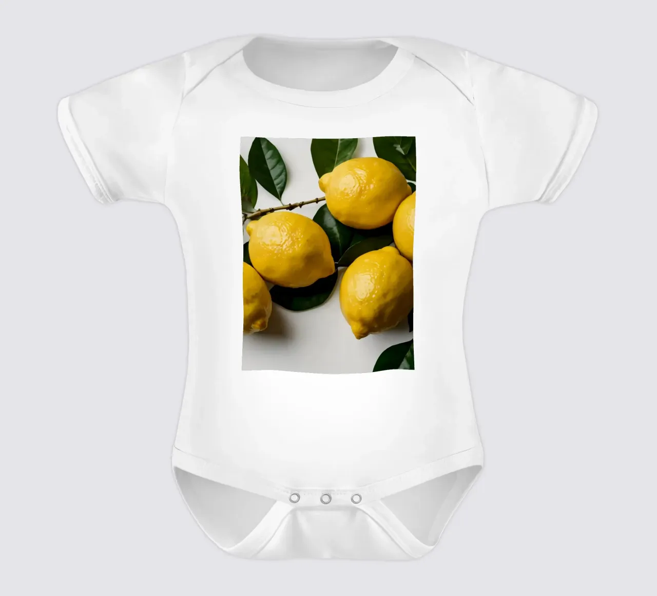 Limoni appena raccolti disposti con foglie verdi body neonato maniche corte da DesignDoodle
