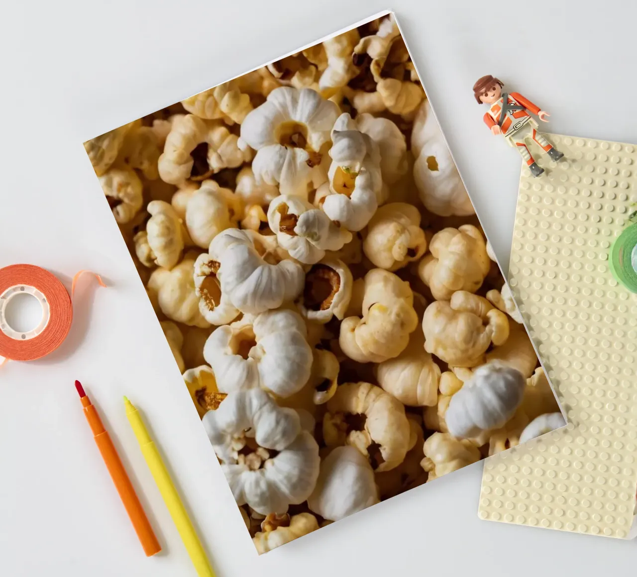 Freshly popped popcorn in a close-up view notebook by DesignDoodle