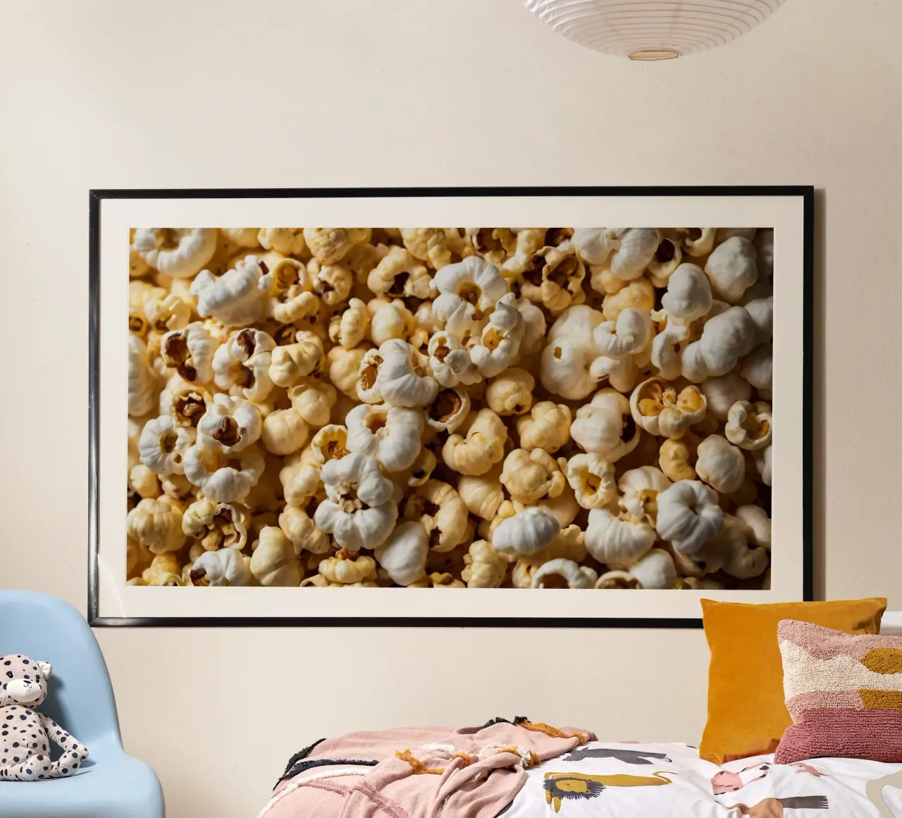 Freshly popped popcorn in a close-up view hahnemühle by DesignDoodle