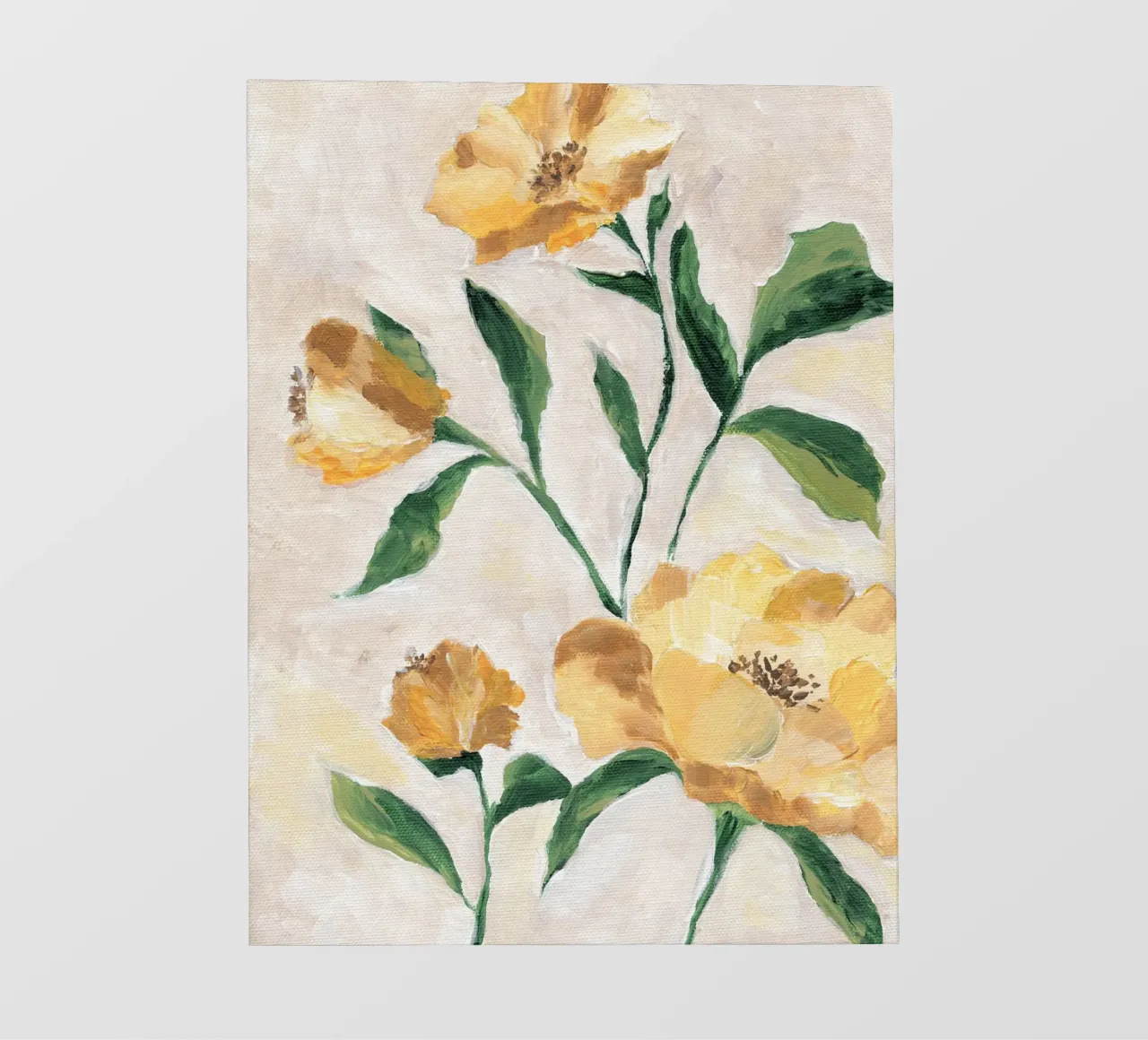 Yellow painterly florals photo wallpaper by Nikitajariwala