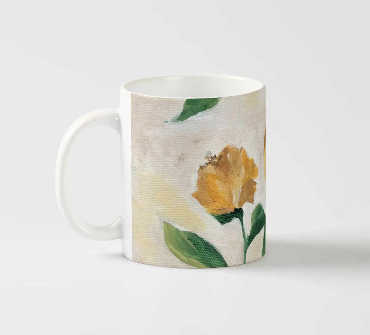 Fiori gialli e pittorici tazza in ceramica da Nikitajariwala