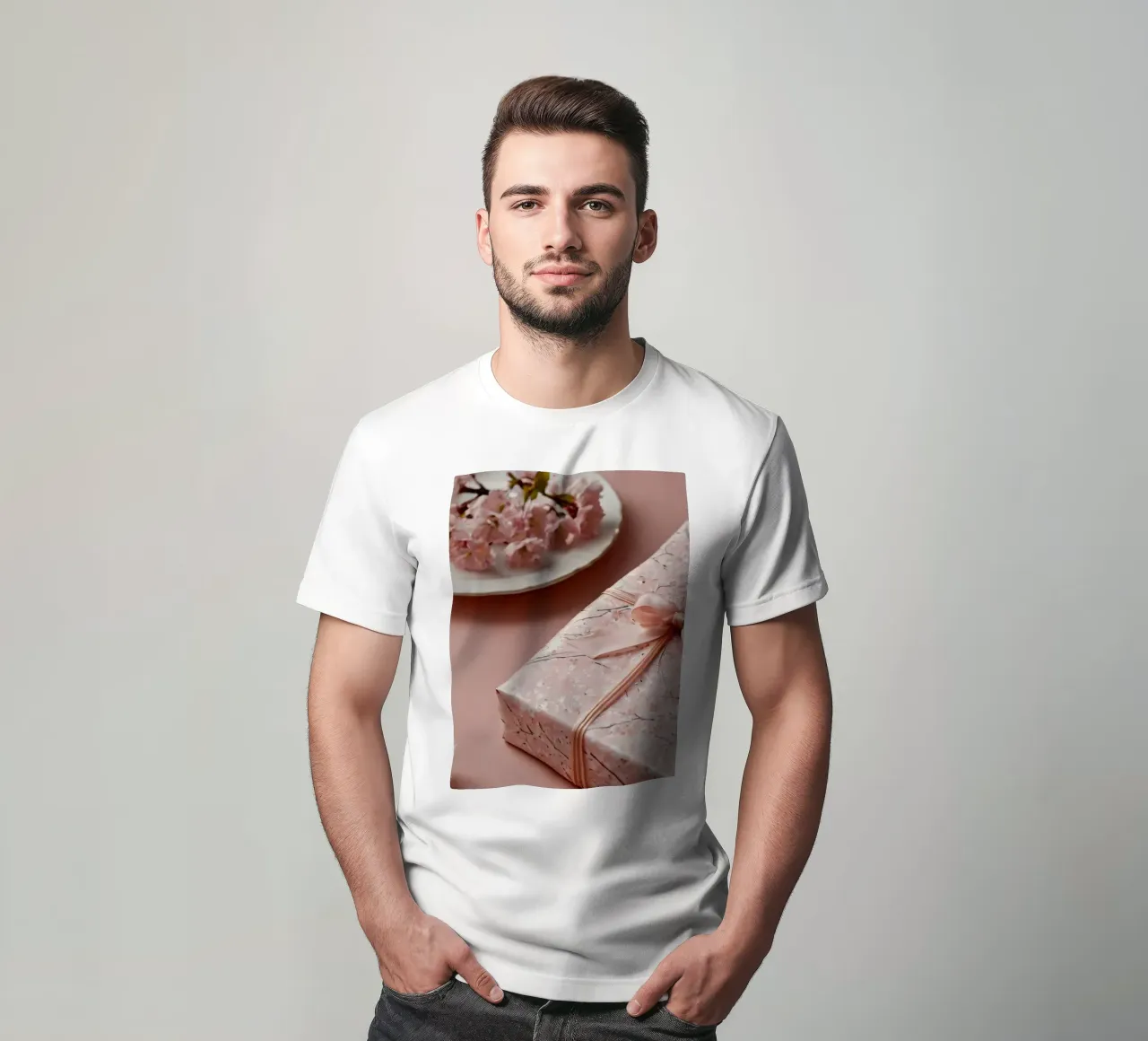 Una confezione regalo splendidamente confezionata con fiori di ciliegio pastello t-shirt da DesignDoodle