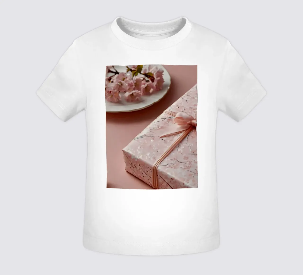 Eine schön verpackte Geschenkbox mit pastellfarbener Kirschblüte Baby T-Shirt von DesignDoodle