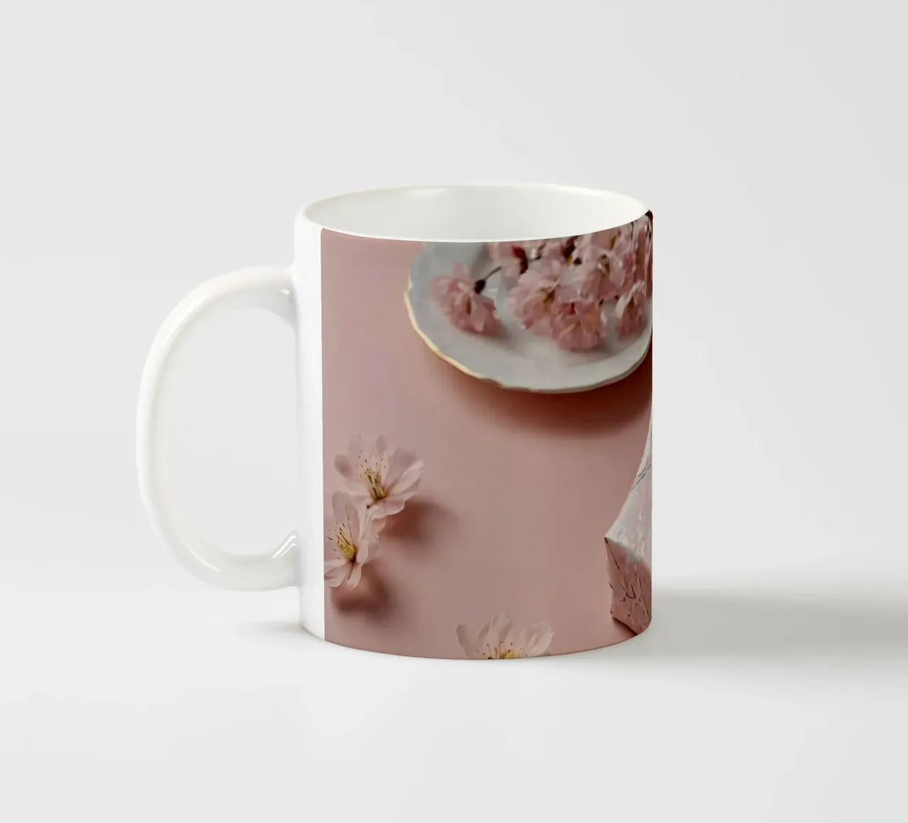 Una confezione regalo splendidamente confezionata con fiori di ciliegio pastello tazza in ceramica da DesignDoodle