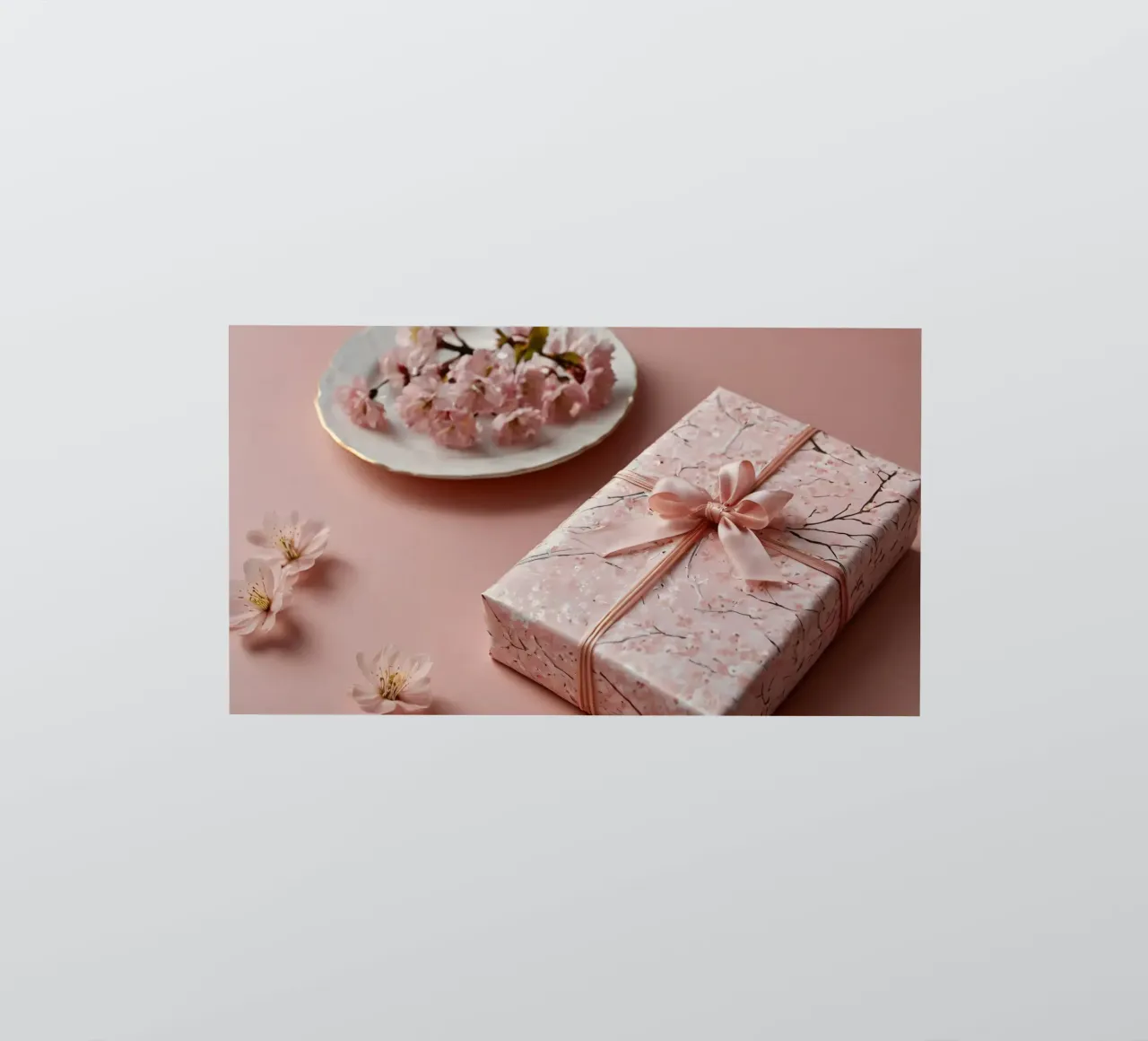 Eine schön verpackte Geschenkbox mit pastellfarbener Kirschblüte Sticker von DesignDoodle
