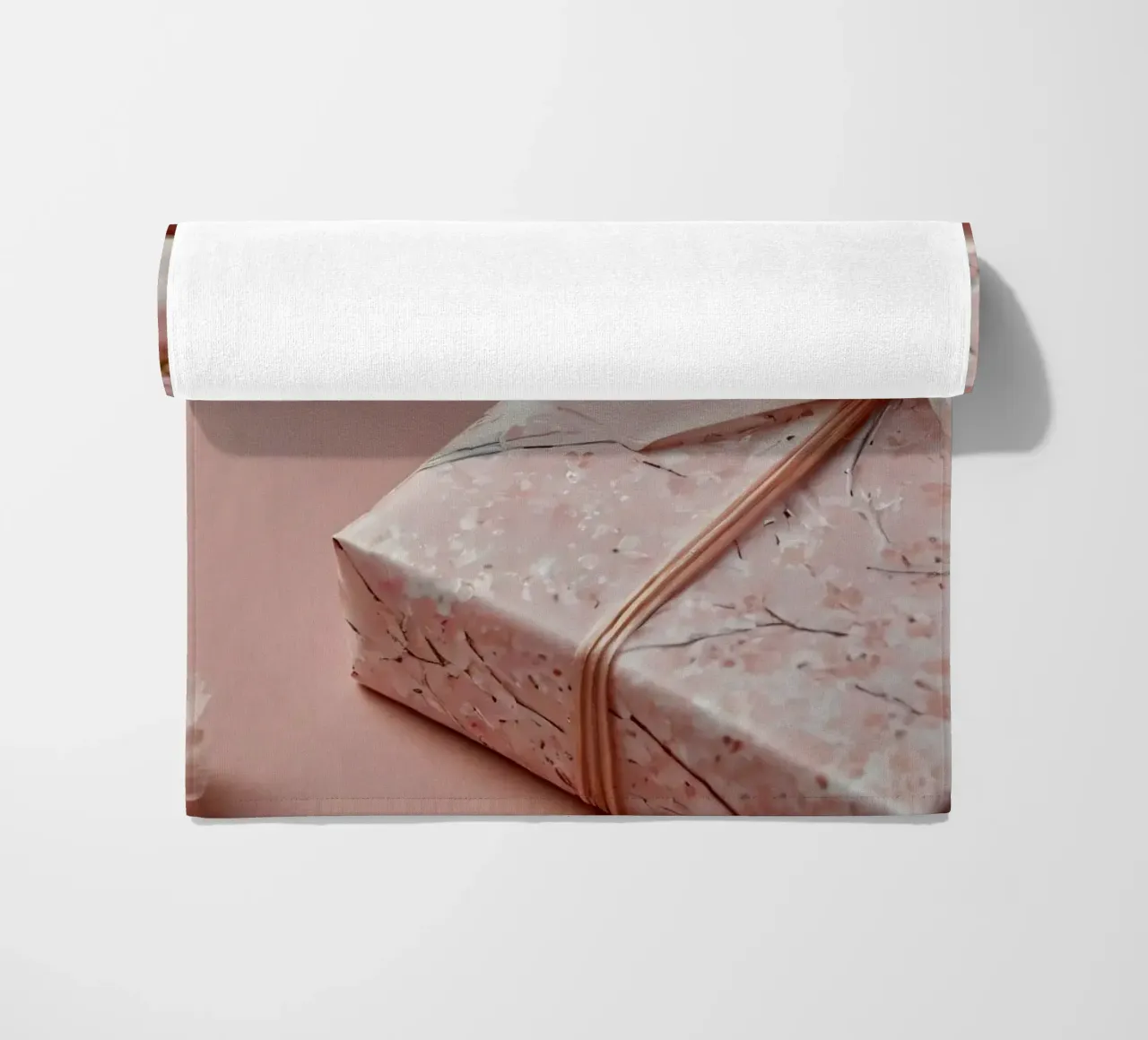 Una confezione regalo splendidamente confezionata con fiori di ciliegio pastello telo mare da DesignDoodle