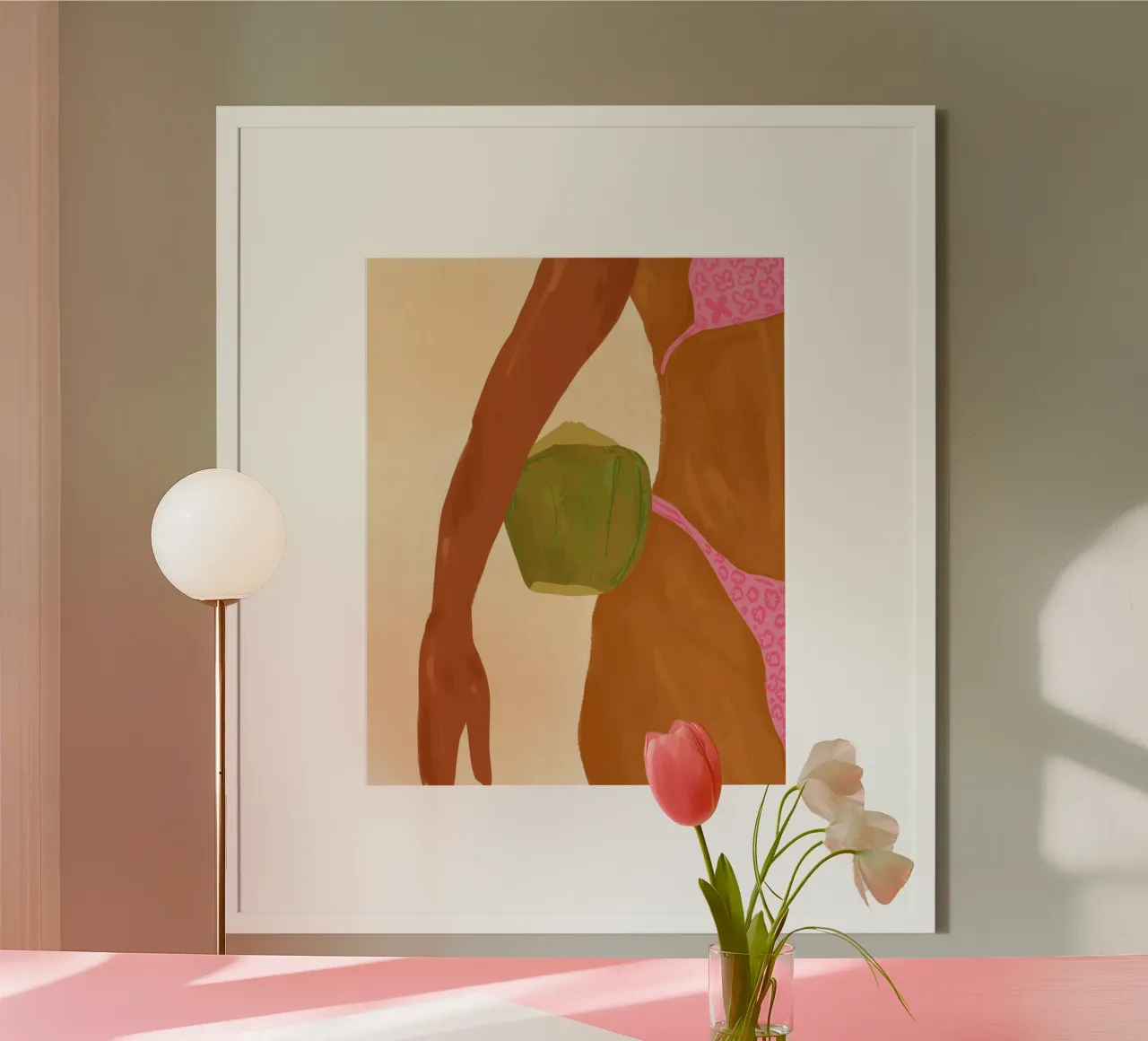 Solo io e la mia noce di cocco in una giornata di sole poster con telaio in legno da Kintsugi99
