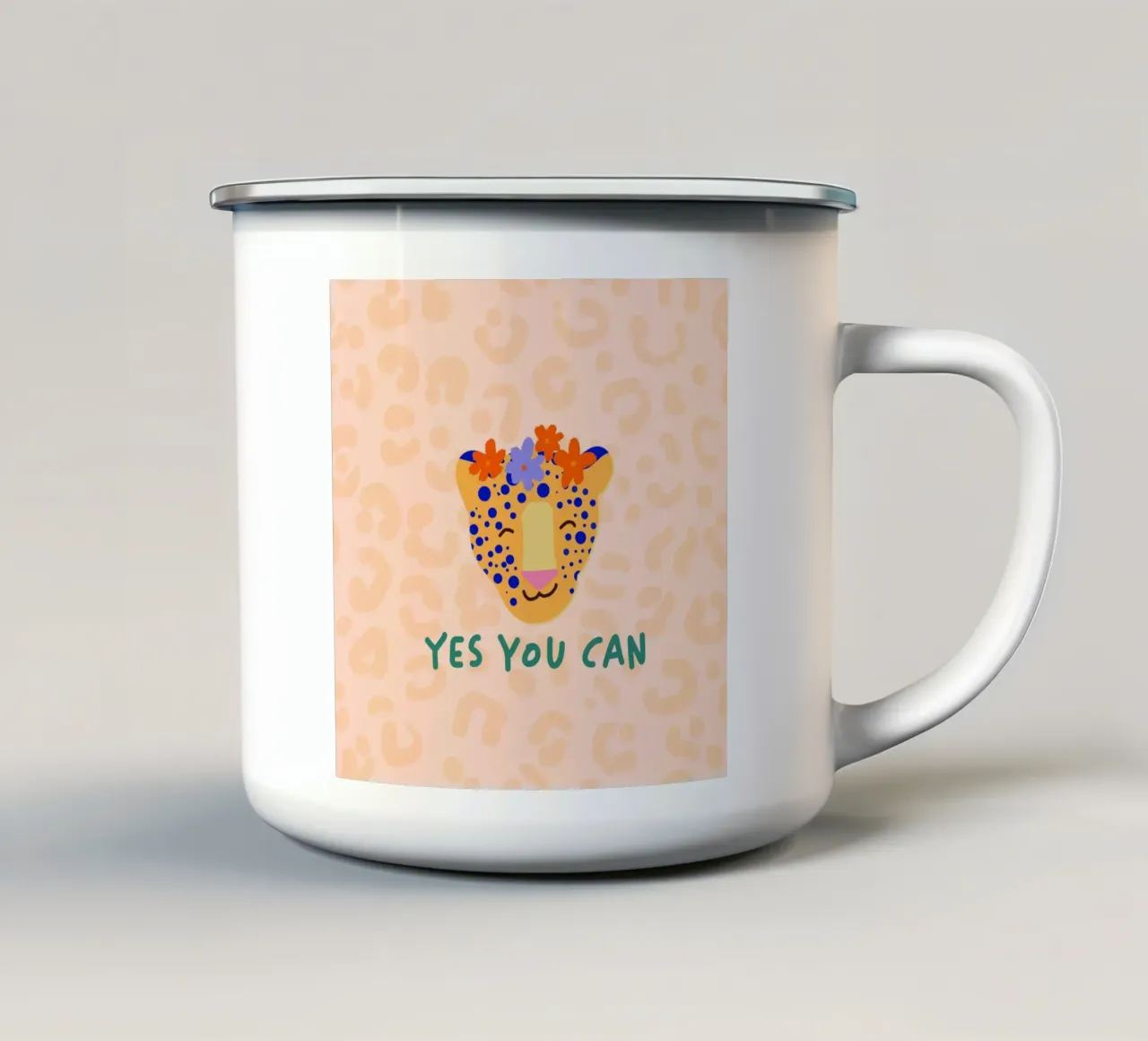 Sí, Leopard 3 taza de esmalte de Julia Reyelt