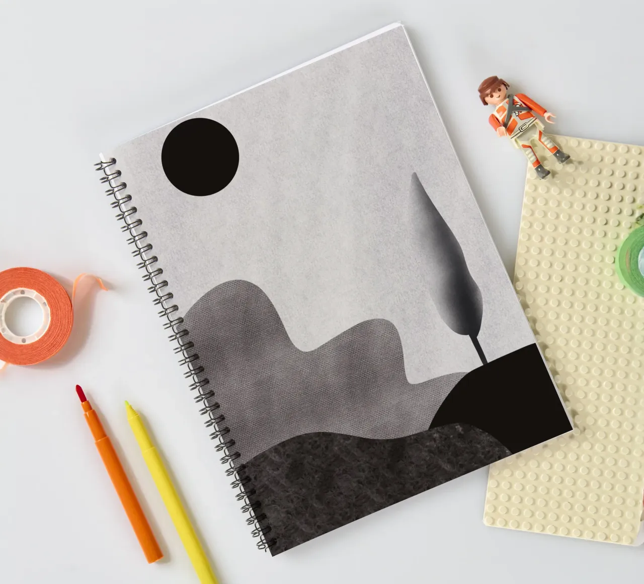 Monochrome landscape 03 spiral notebook by Little Dean