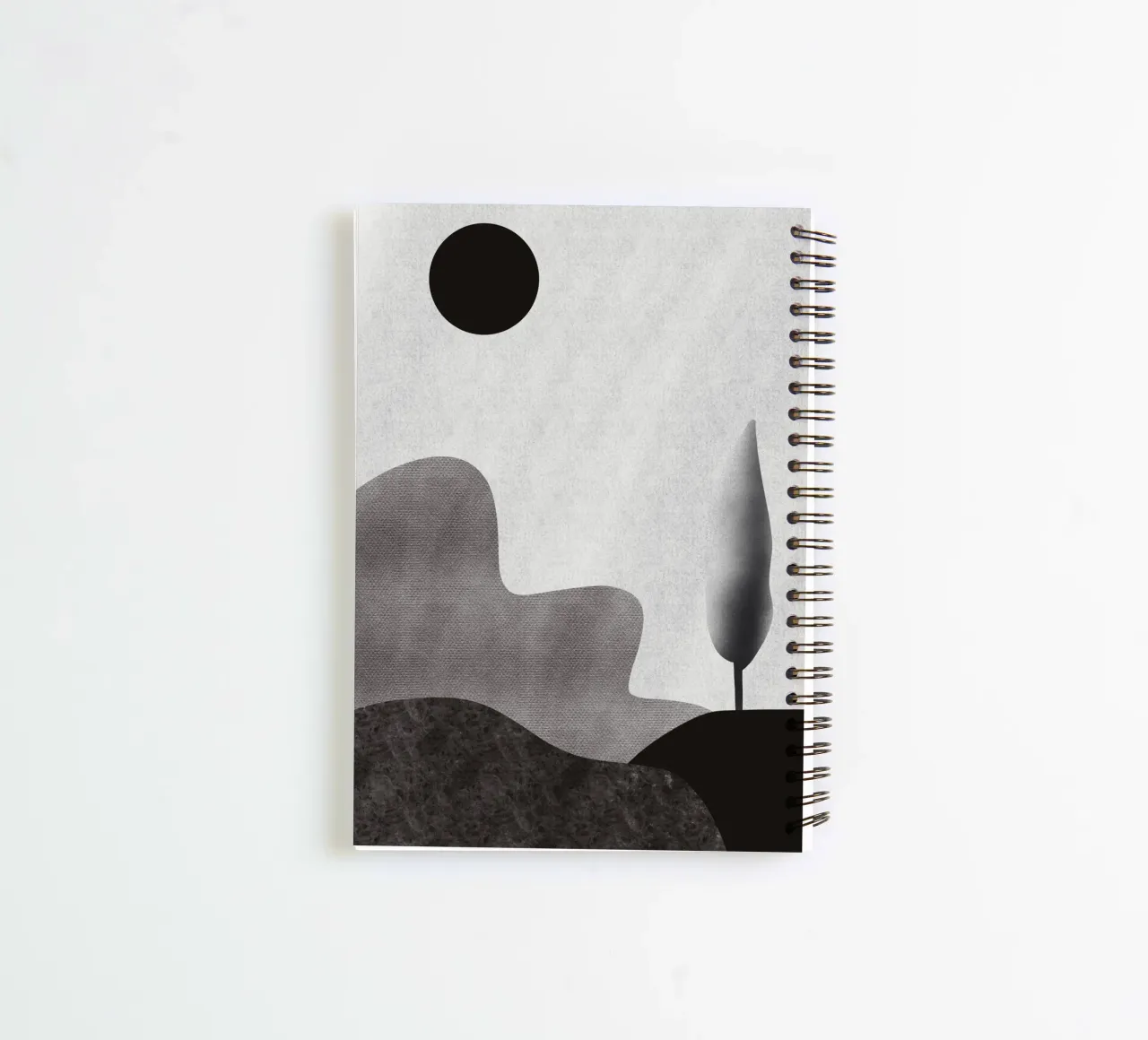 Monochrome landscape 03 spiral notebook by Little Dean