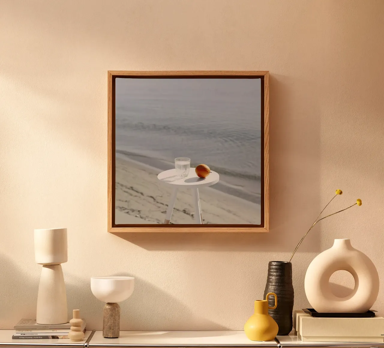 George Griefy - Orange canvas met Baklijst van George Griefy