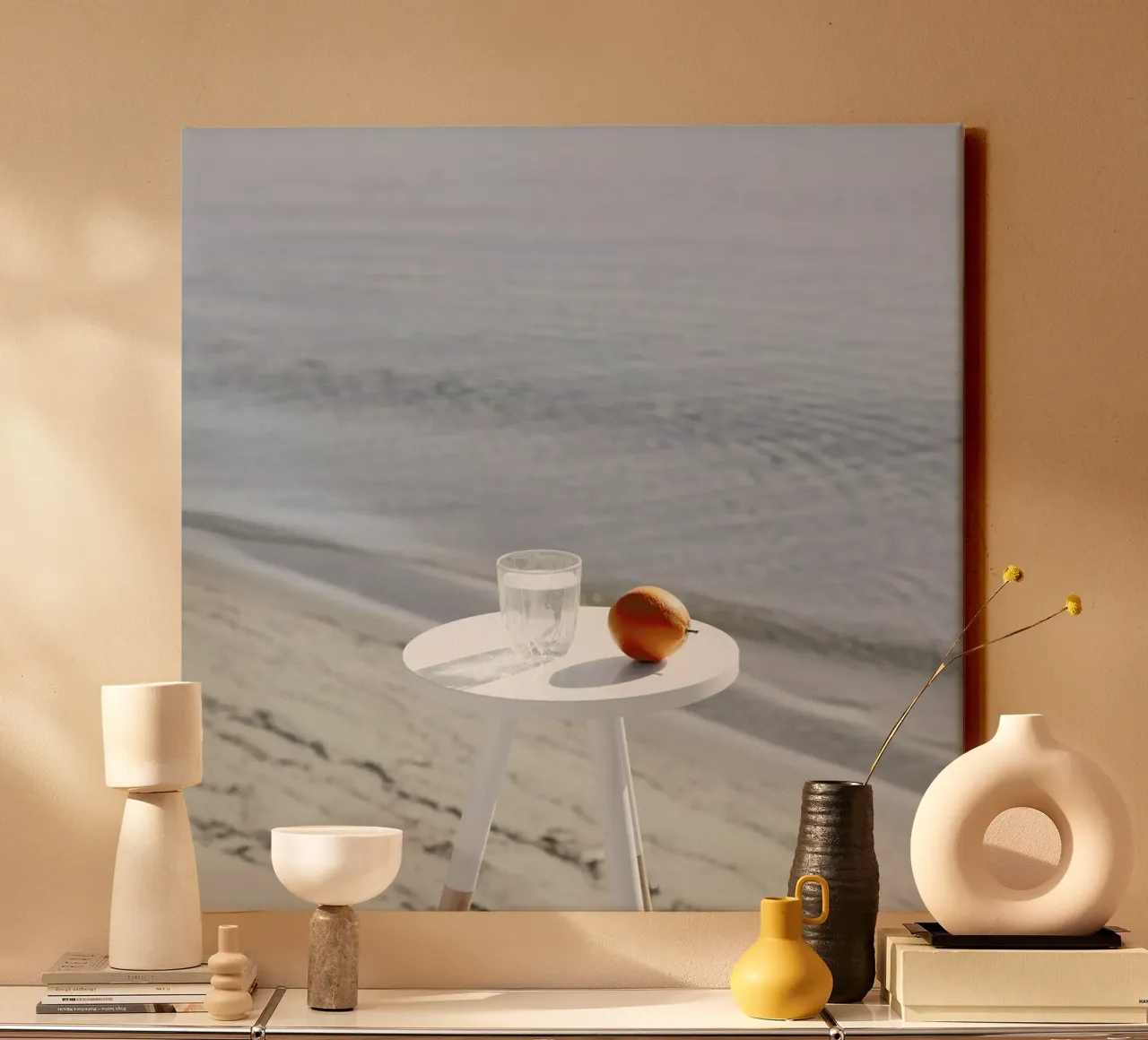 George Griefy - Orange canvas met Baklijst van George Griefy