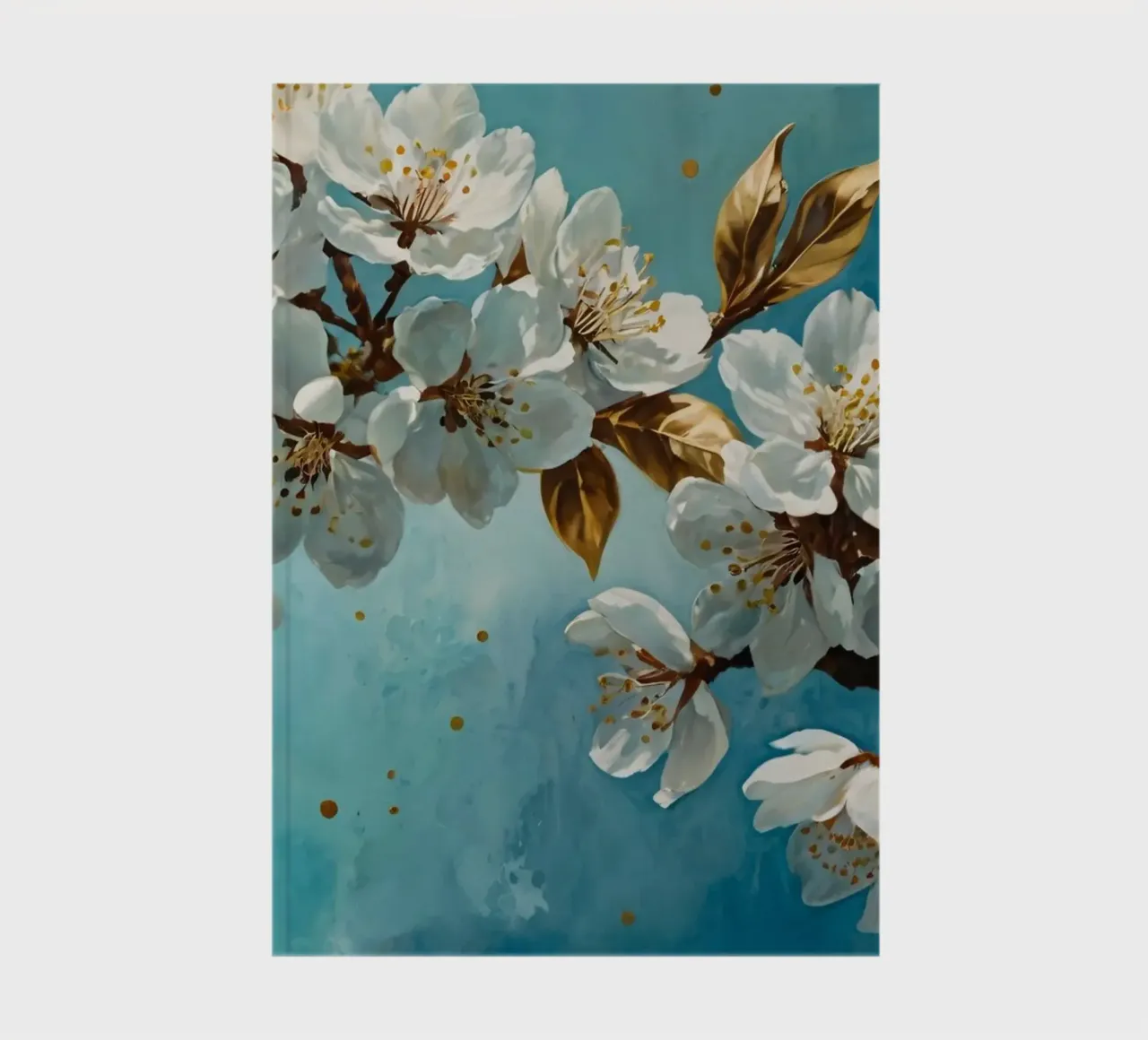 Ramo di ciliegio con fiori bianchi e foglie d'oro diario da DesignDoodle