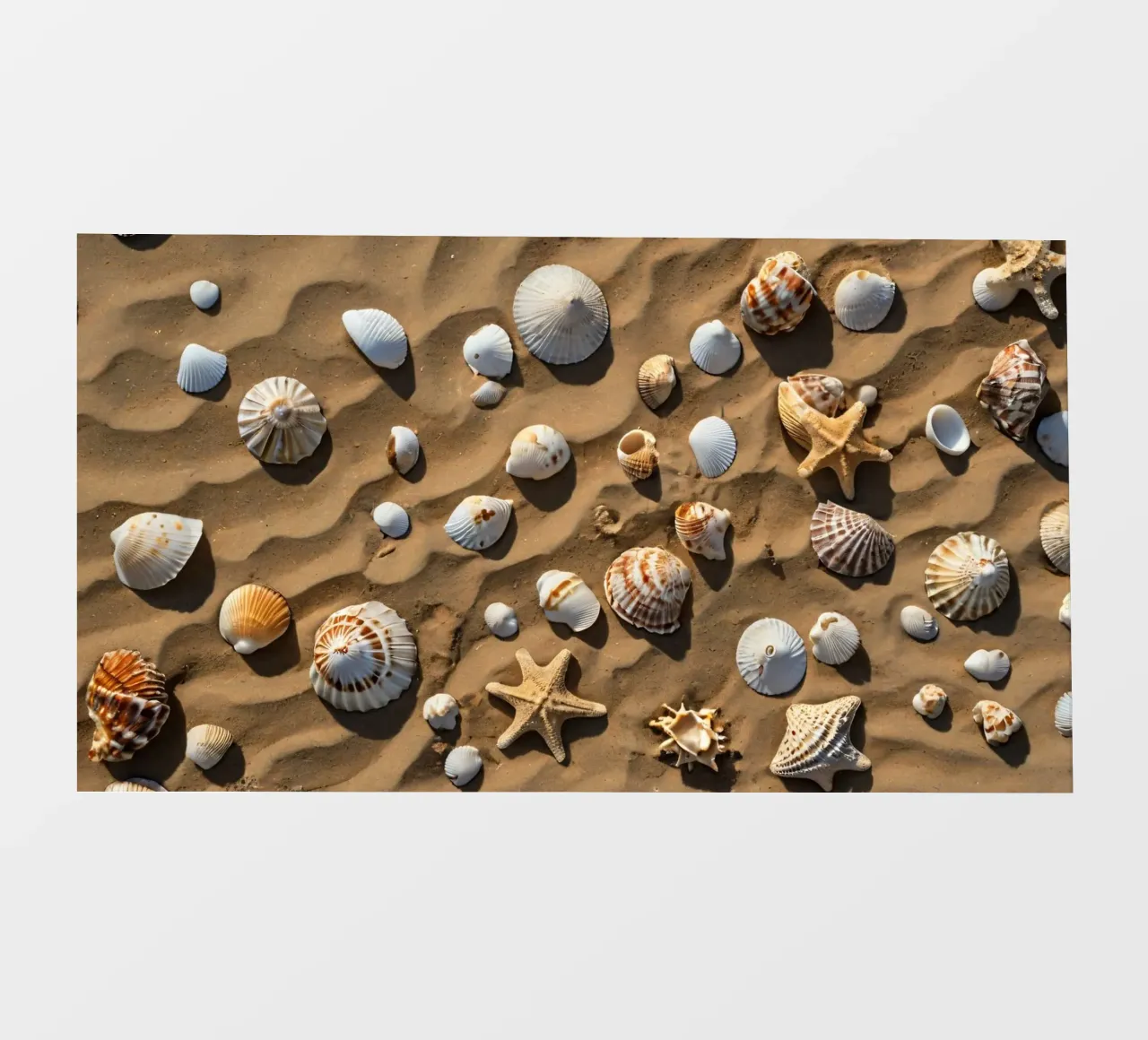Una collezione di conchiglie e stelle marine sparse sulla sabbia pellicola backlit da DesignDoodle