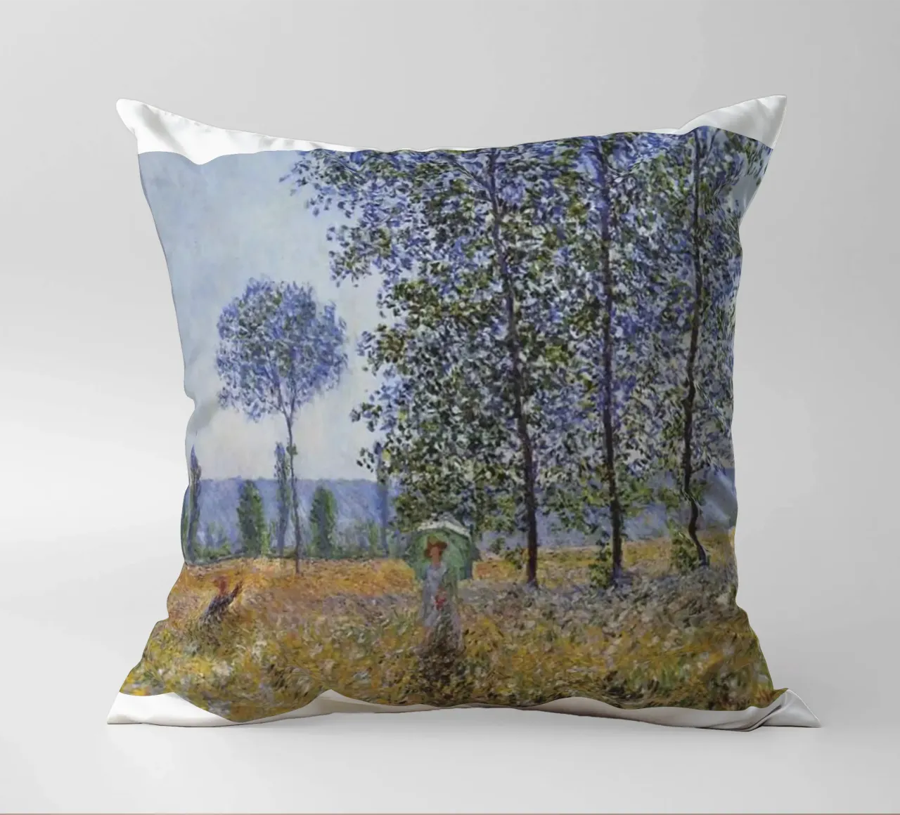 una donna in un campo di fiori cuscino da belong shop