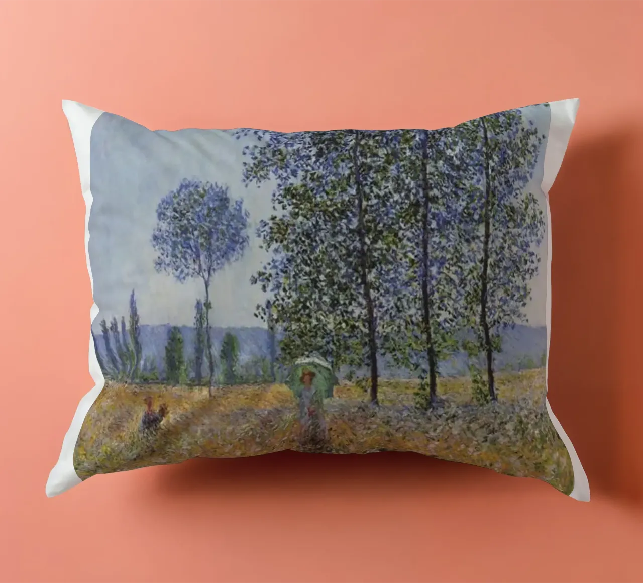una donna in un campo di fiori cuscino da belong shop