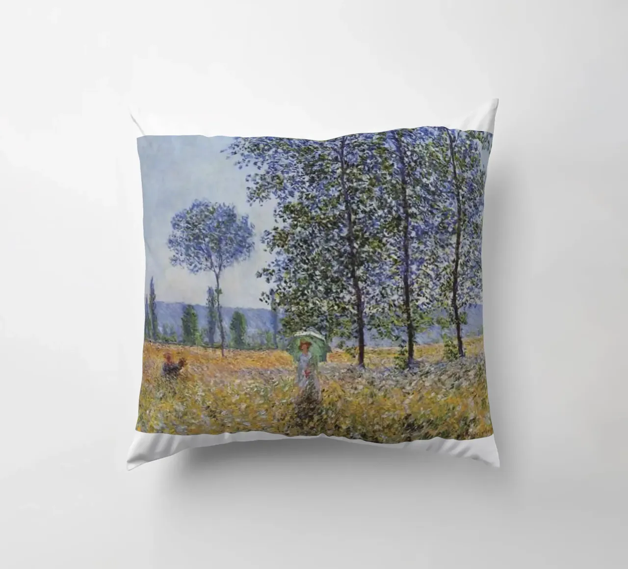 una donna in un campo di fiori cuscino da belong shop