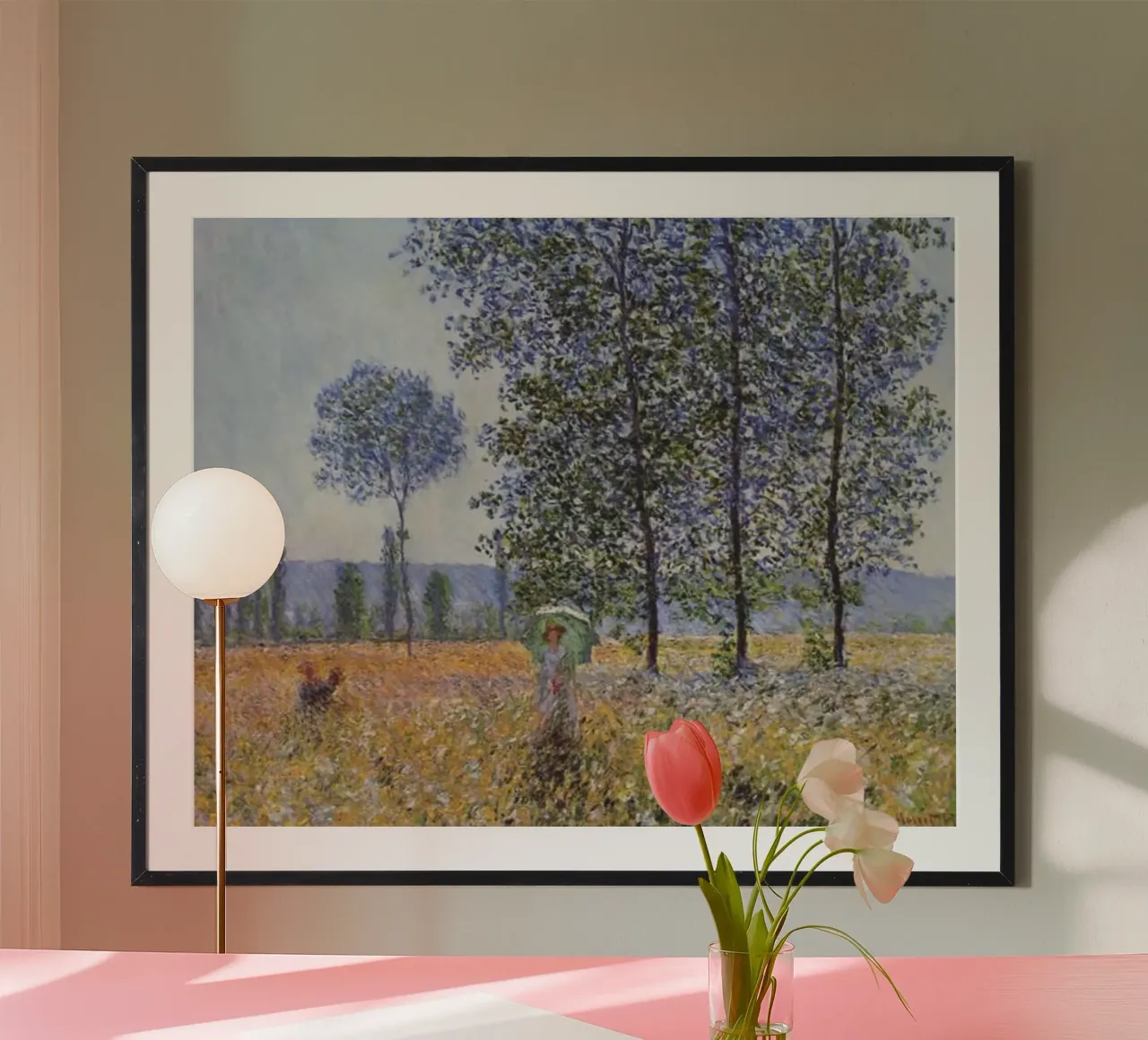 una donna in un campo di fiori poster da belong shop