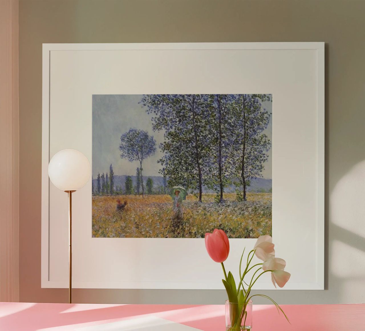 eine Frau in einem Blumenfeld Poster von belong shop