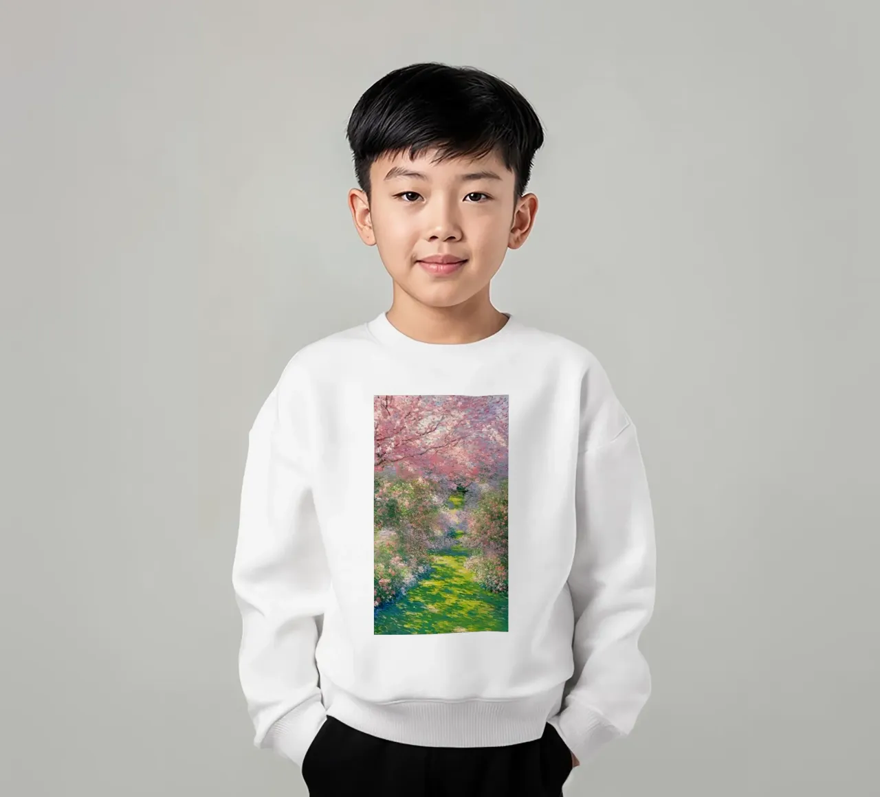 fiori di ciliegio sentiero del giardino claude monet felpa bambino da belong shop