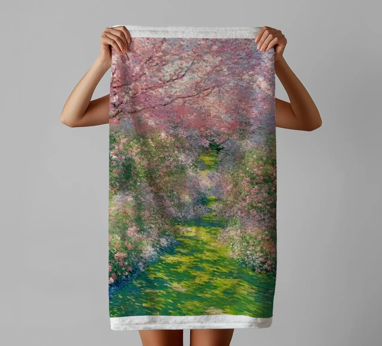fiori di ciliegio sentiero del giardino claude monet asciugamano da bagno da belong shop
