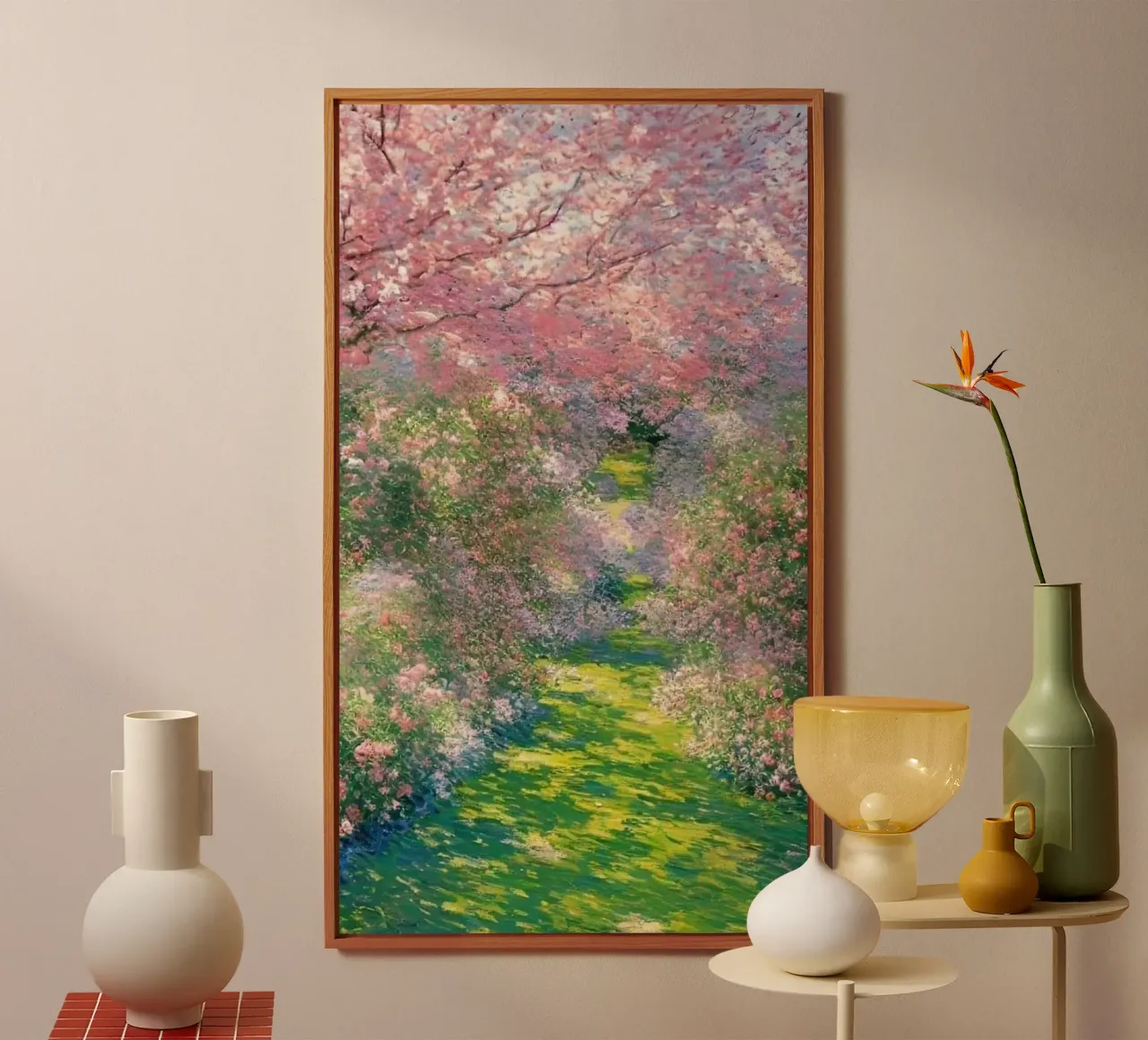 fiori di ciliegio sentiero del giardino claude monet alluminio dibond da belong shop