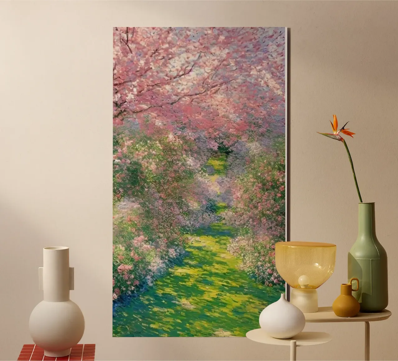 fiori di ciliegio sentiero del giardino claude monet alluminio dibond da belong shop