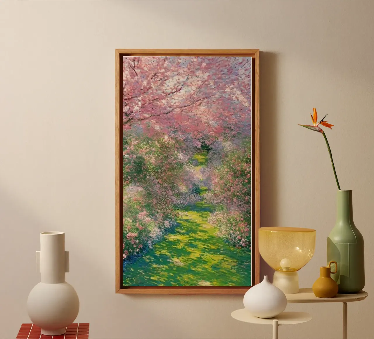 kersenbloesems tuinpad claude monet canvas van belong shop