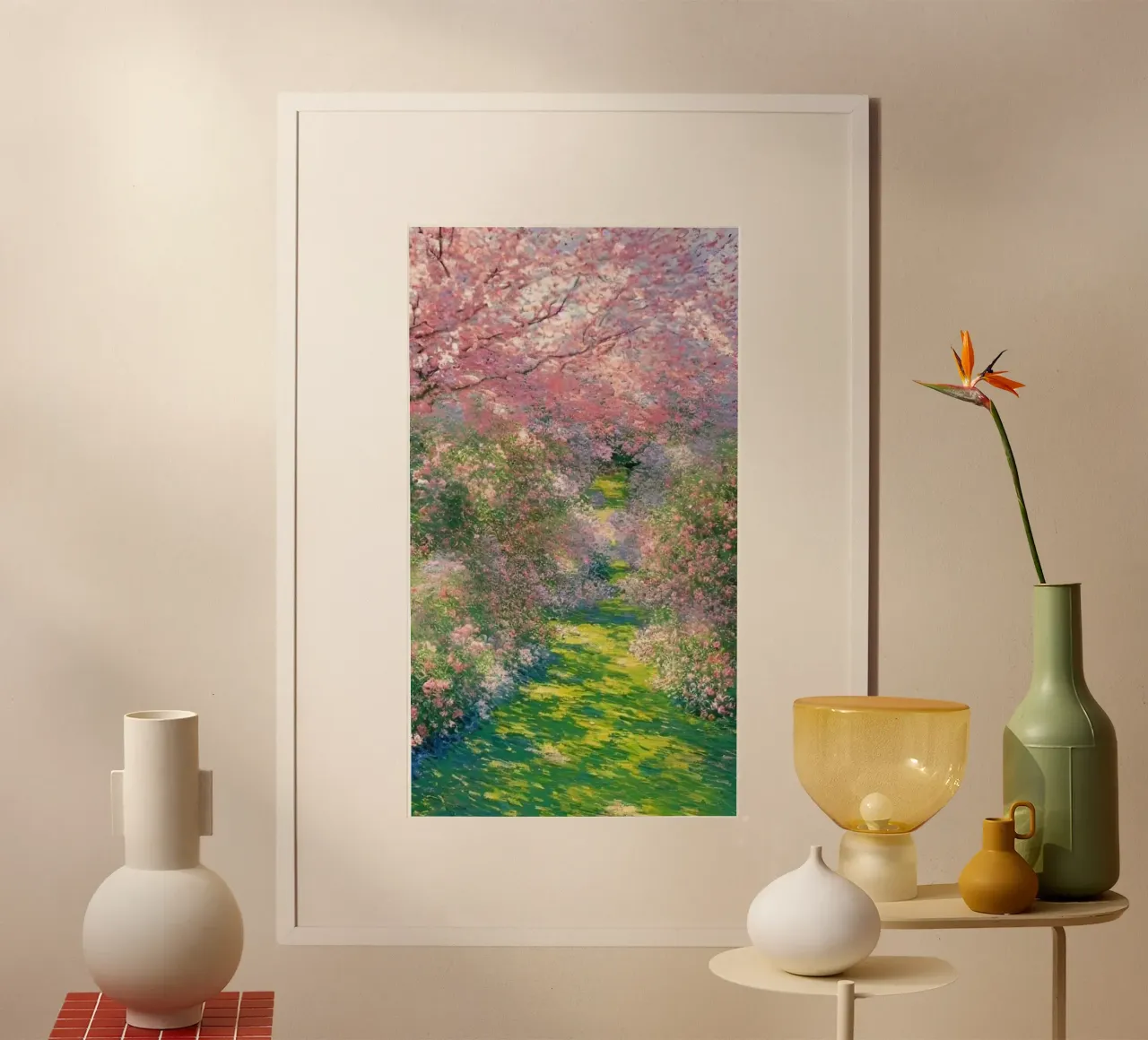 fiori di ciliegio sentiero del giardino claude monet carta hahnemühle da belong shop