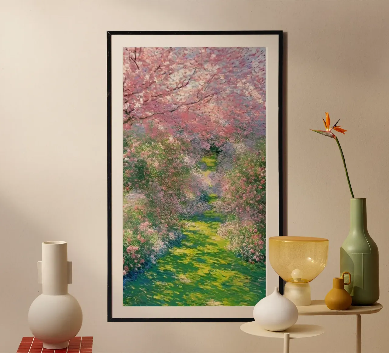 fiori di ciliegio sentiero del giardino claude monet carta hahnemühle da belong shop