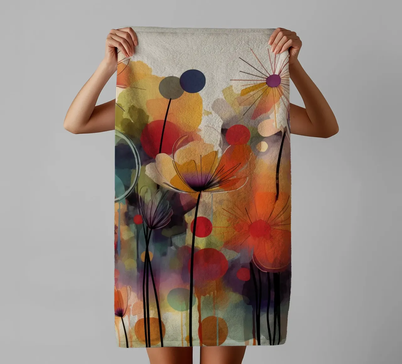 Bloemen abstract badhanddoek van Imagine