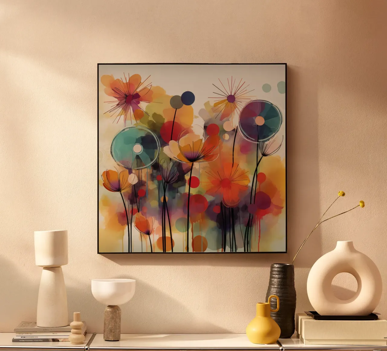 Flores abstractas metacrilato de Imagine