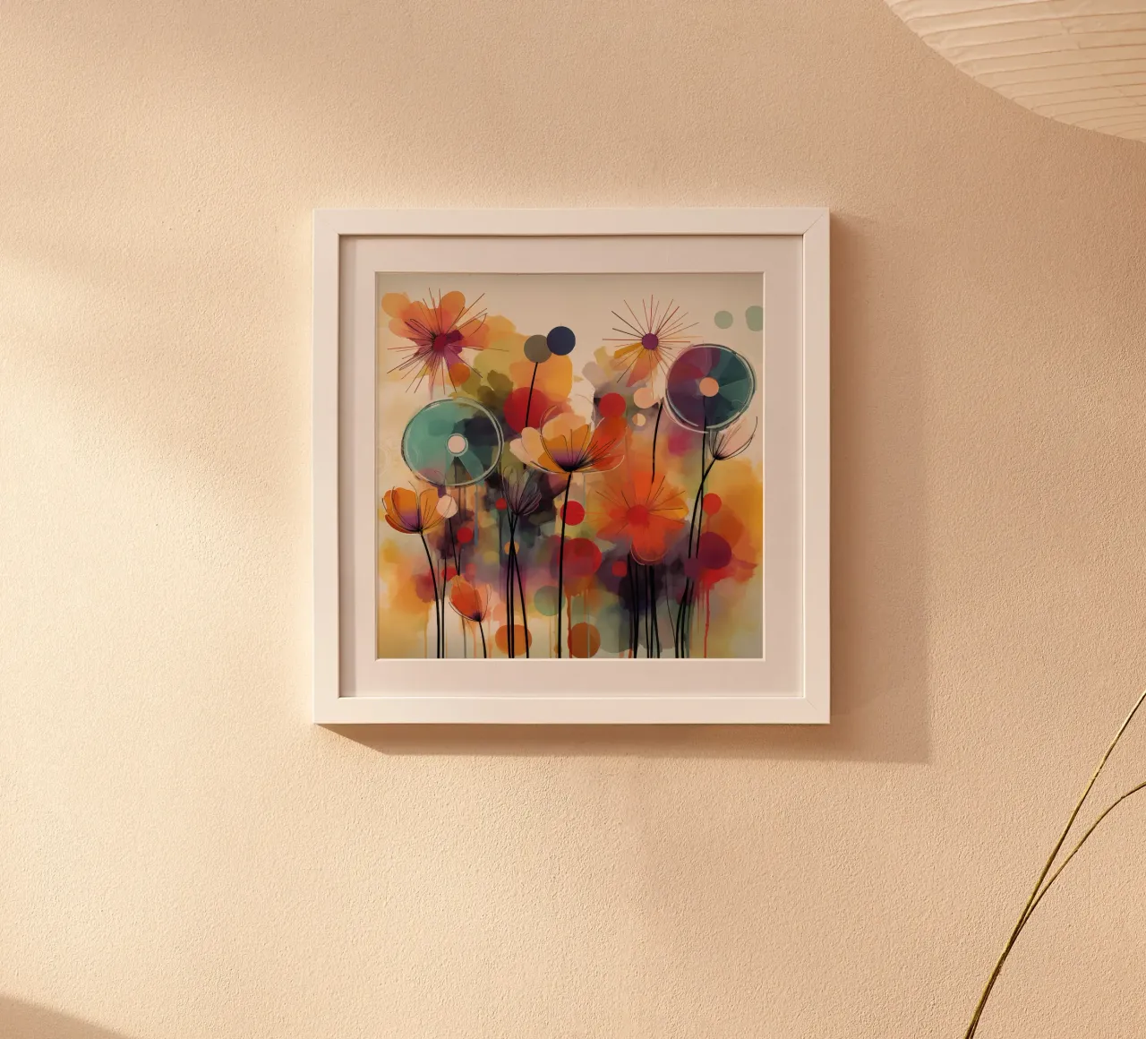 Fiori astratti poster con telaio in alluminio da Imagine