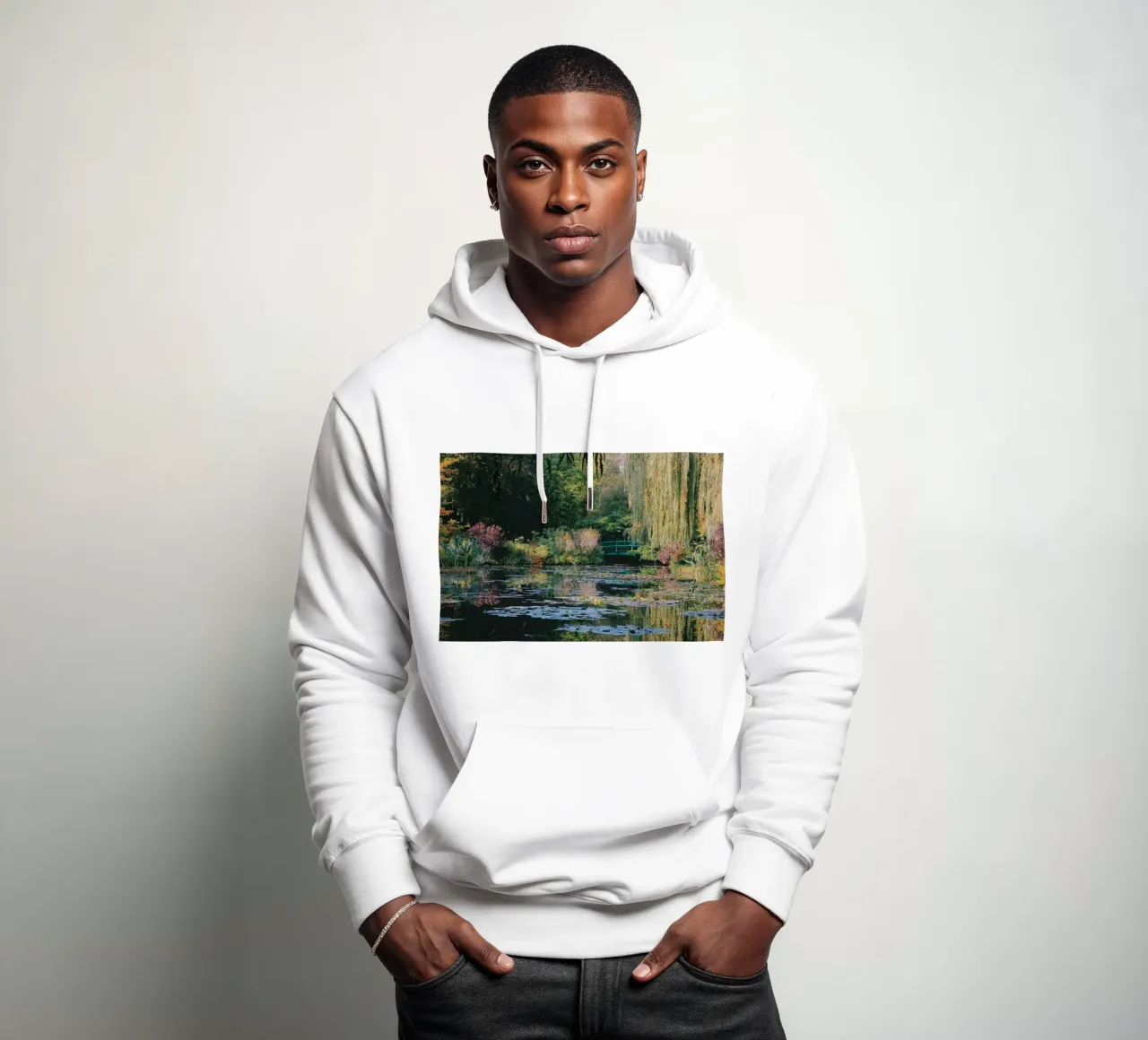 ninfee immagine speculare claude monet felpa con cappuccio da belong shop