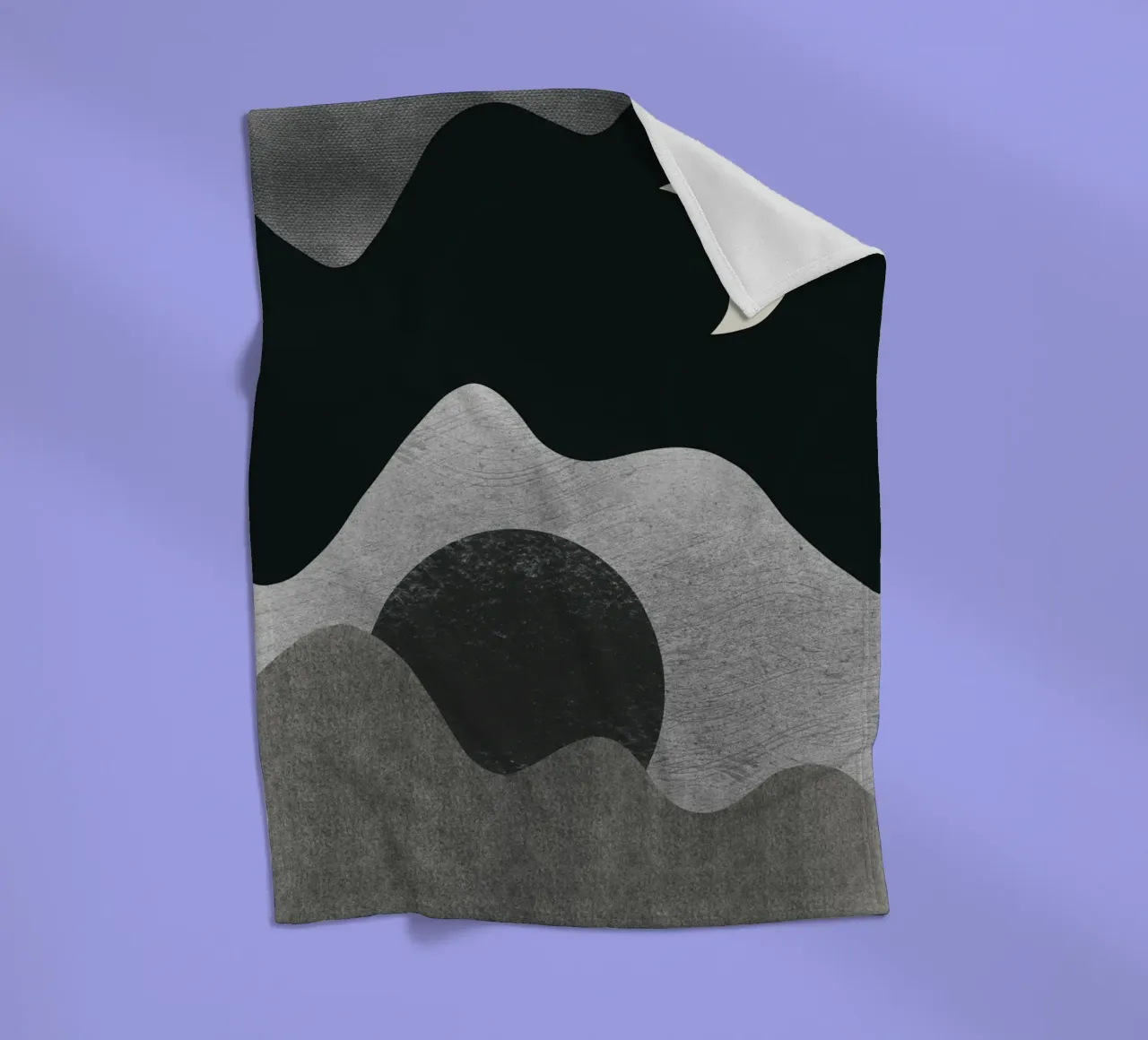 Monochrome landscape 07 fleece blanket by Little Dean