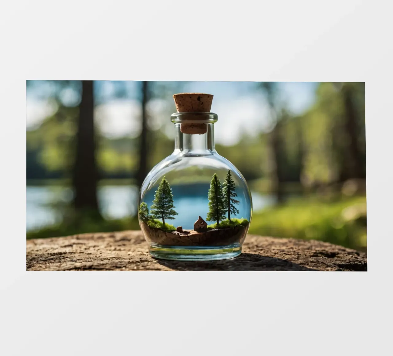 Un paesaggio forestale in miniatura in una bottiglia di vetro telo in pvc da DesignDoodle
