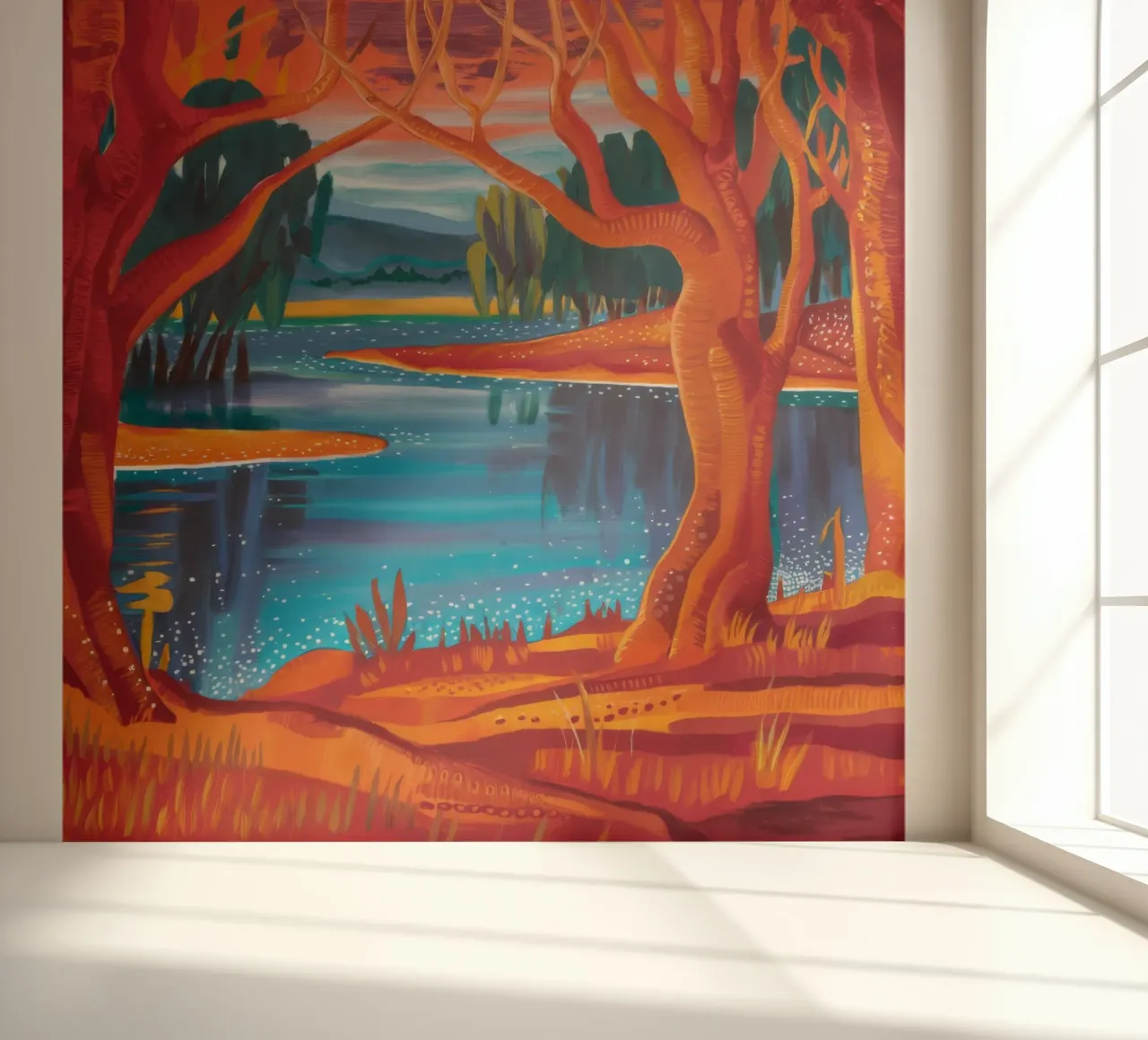 Herfstdans fotobehang van Verve Pigments