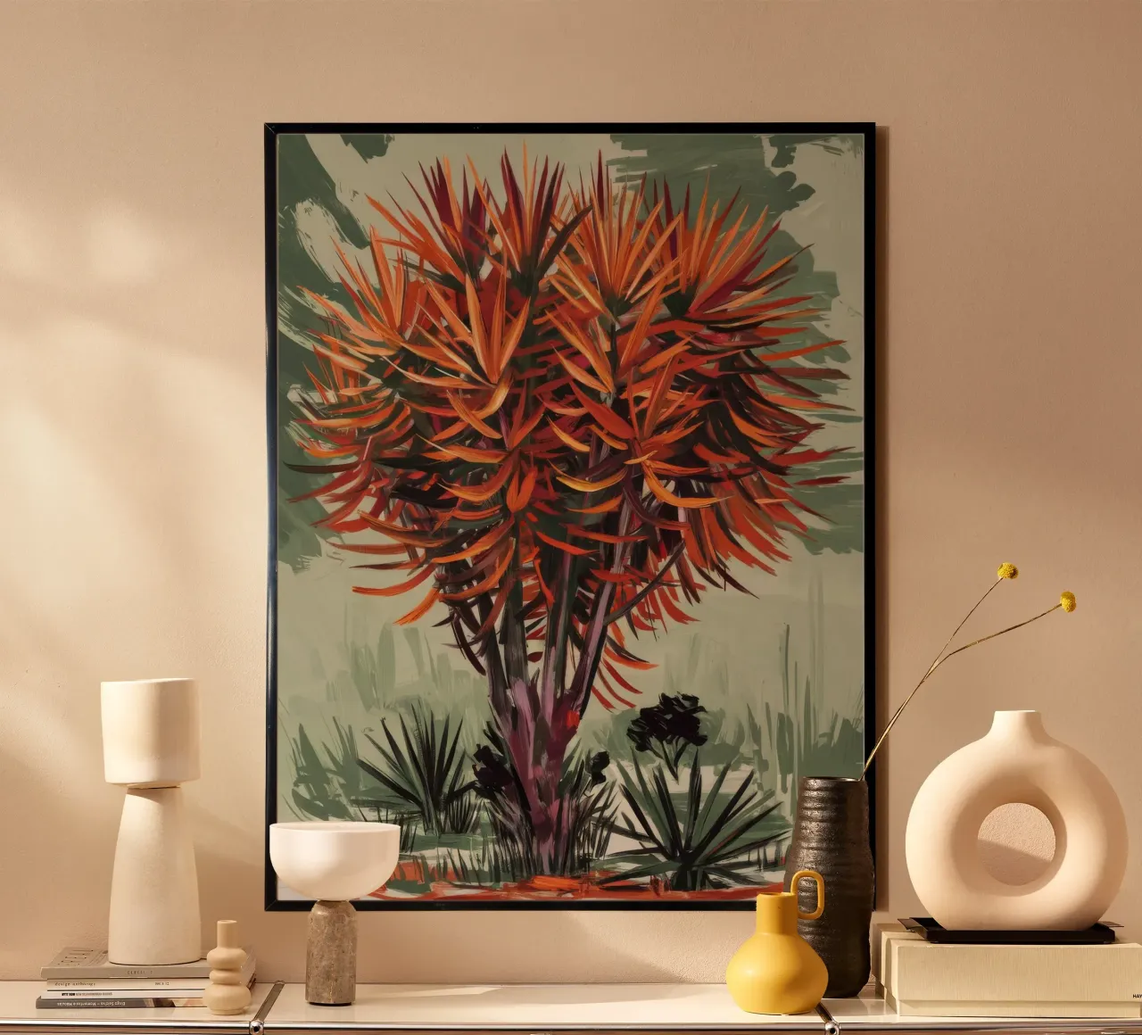 Maestà del fiore poster con telaio in legno da Verve Pigments