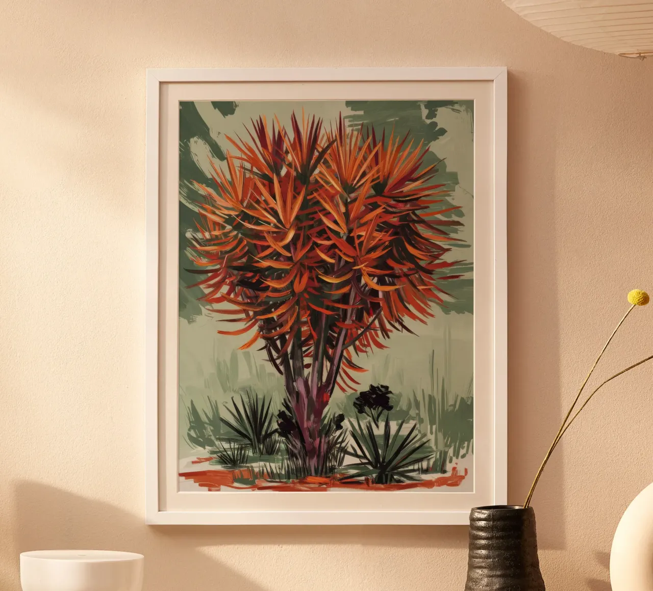 Maestà del fiore poster con telaio in legno da Verve Pigments