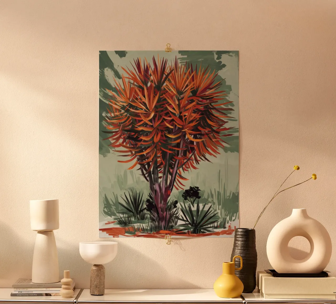 Maestà del fiore poster con telaio in legno da Verve Pigments