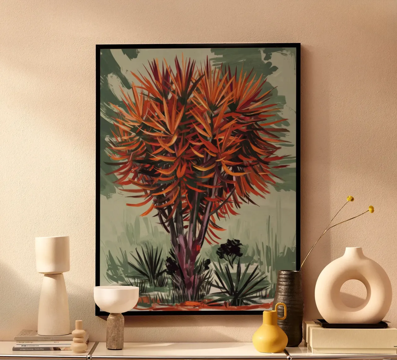 Maestà del fiore poster con telaio in legno da Verve Pigments