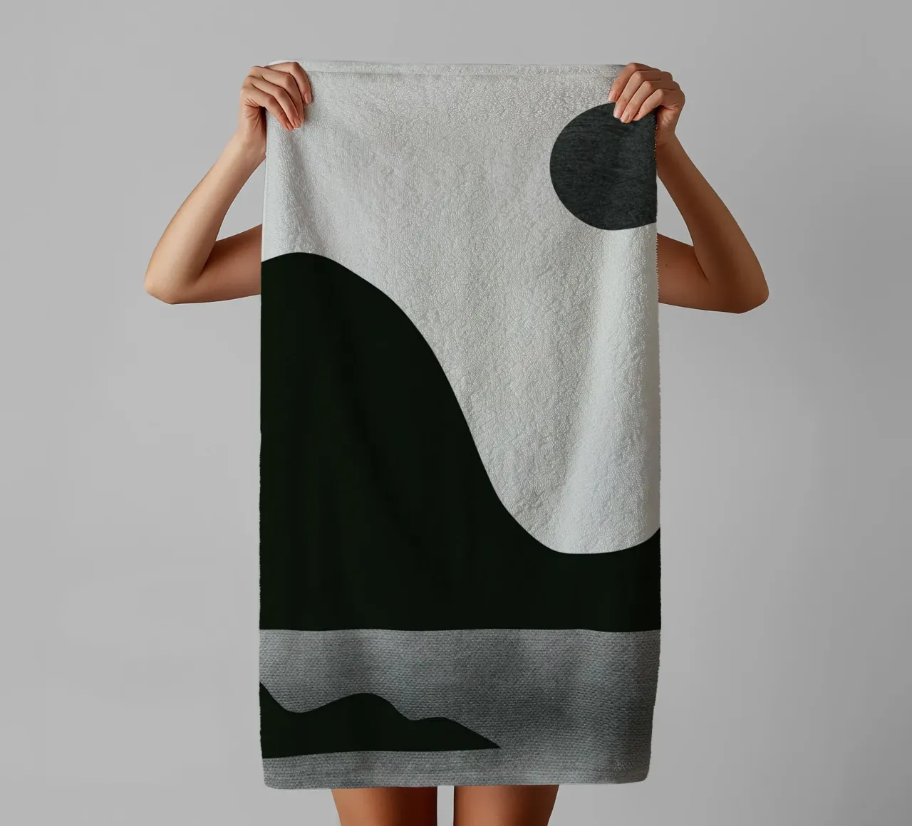 Mokka abstract decoratief 08 badhanddoek van Little Dean