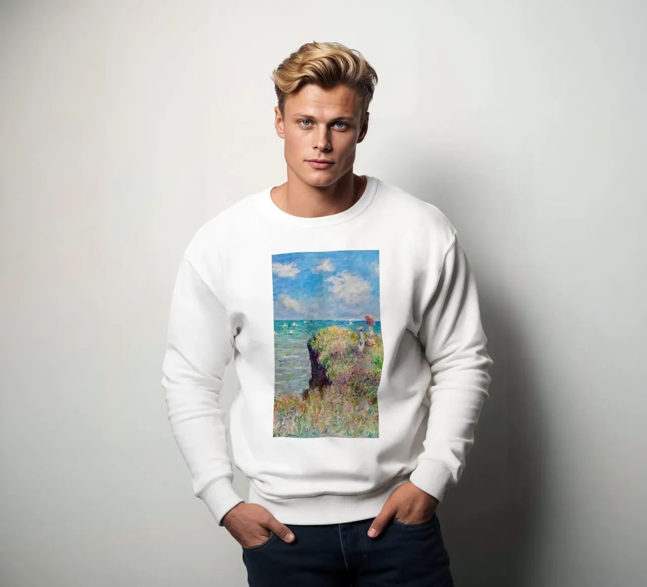 dipinto della scogliera dell'oceano claude monet felpa da belong shop