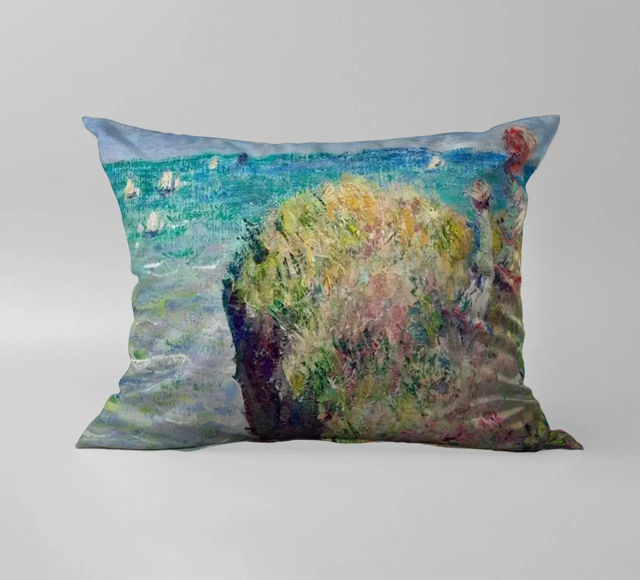dipinto della scogliera dell'oceano claude monet cuscino da belong shop