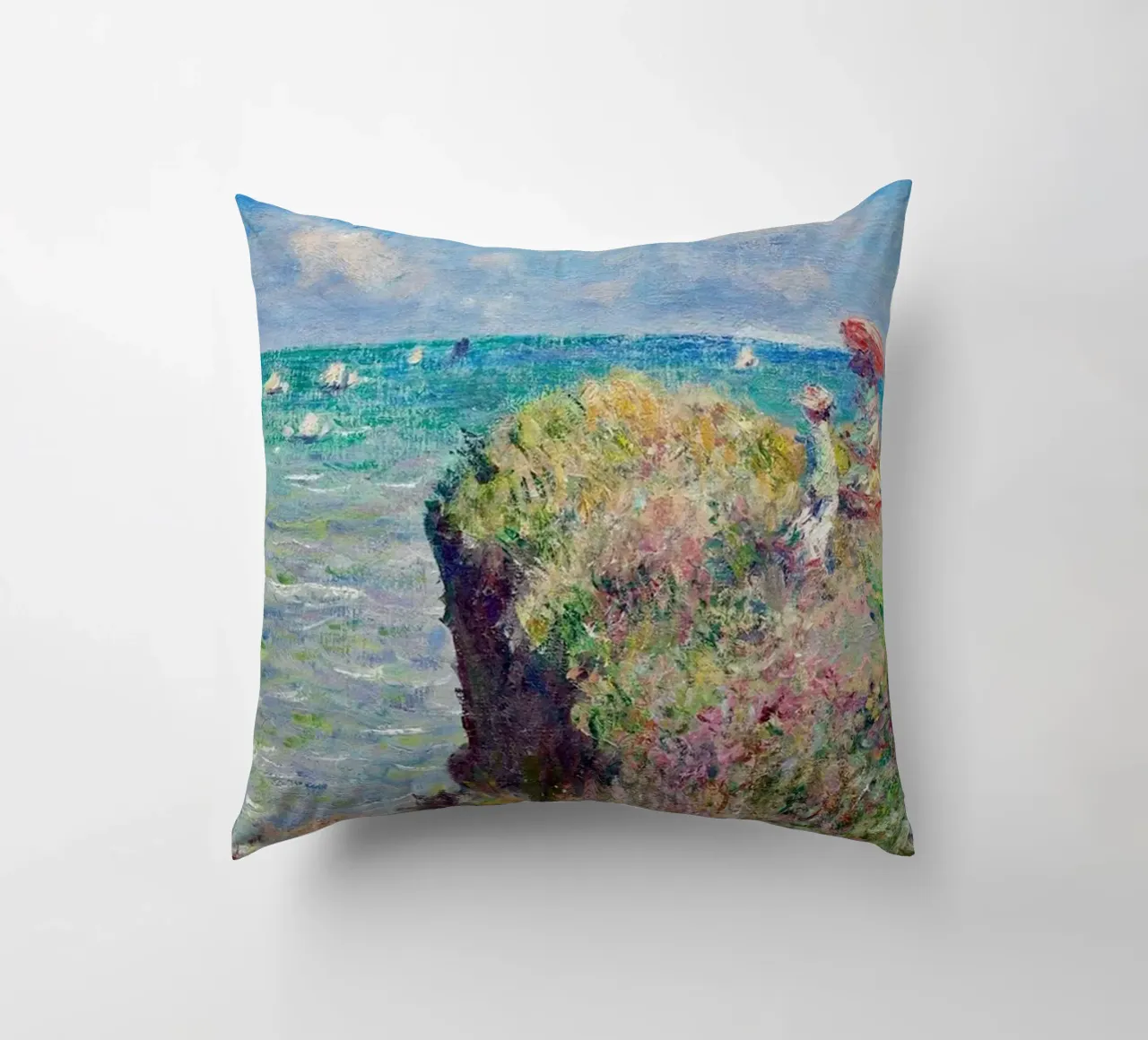 dipinto della scogliera dell'oceano claude monet cuscino da belong shop