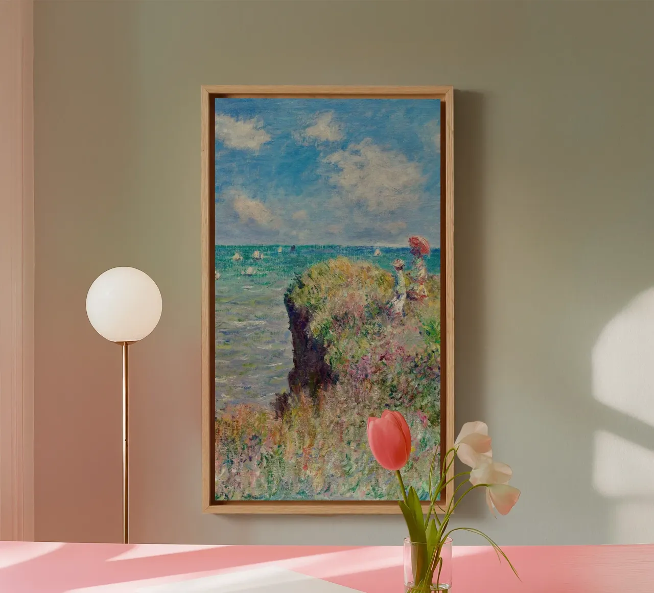 dipinto della scogliera dell'oceano claude monet tela con Cornice a cassetta da belong shop