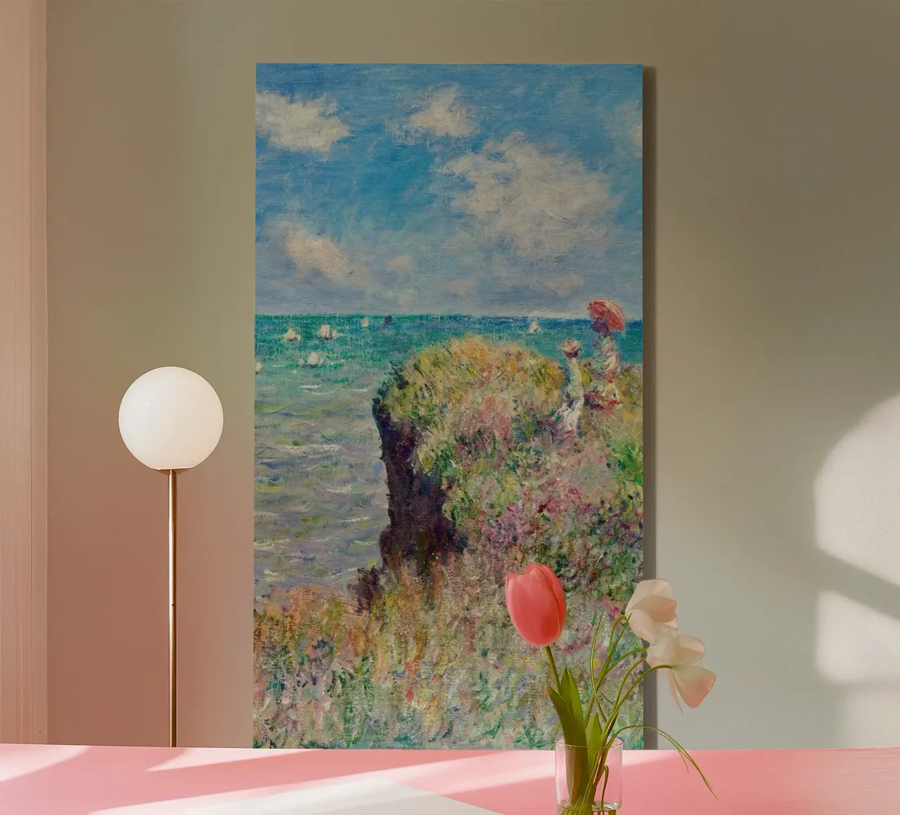 dipinto della scogliera dell'oceano claude monet tela con Cornice a cassetta da belong shop