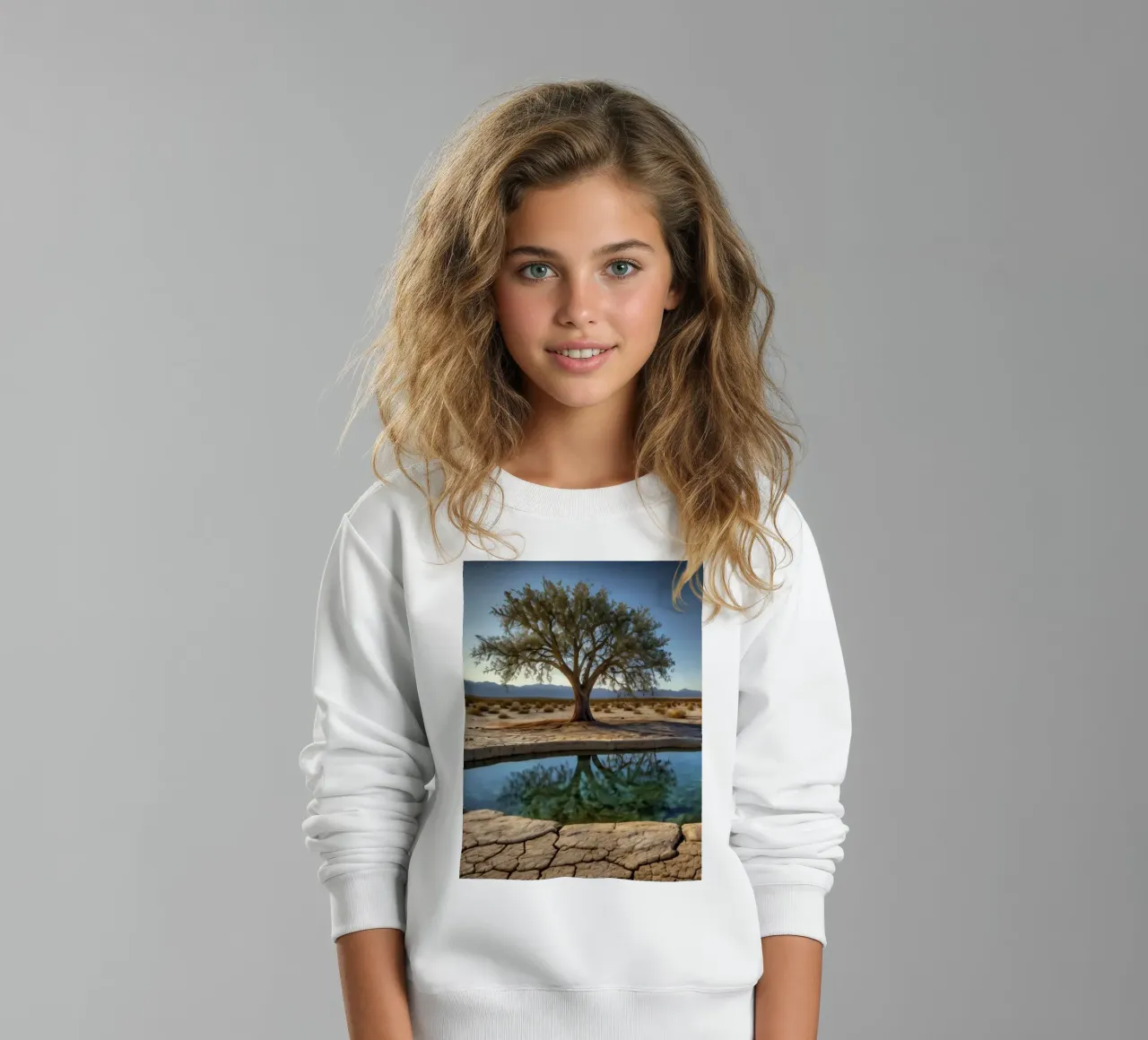 Un oasis tranquilo con árboles que dan a un agua cristalina sudadera para niño de DesignDoodle