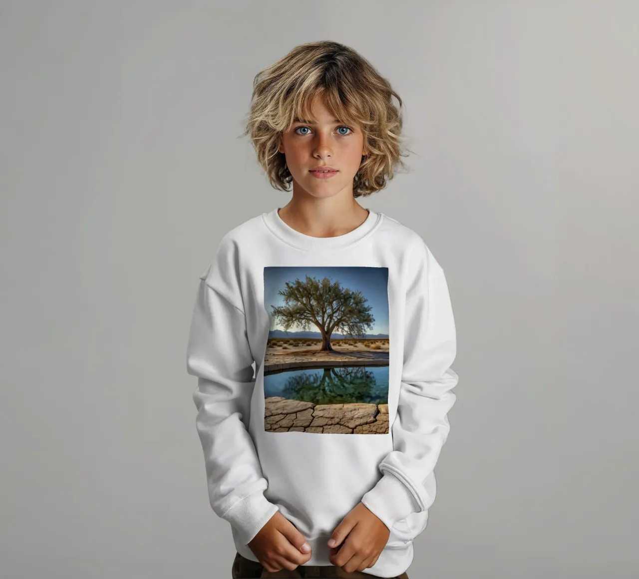 Un oasis tranquilo con árboles que dan a un agua cristalina sudadera para niño de DesignDoodle