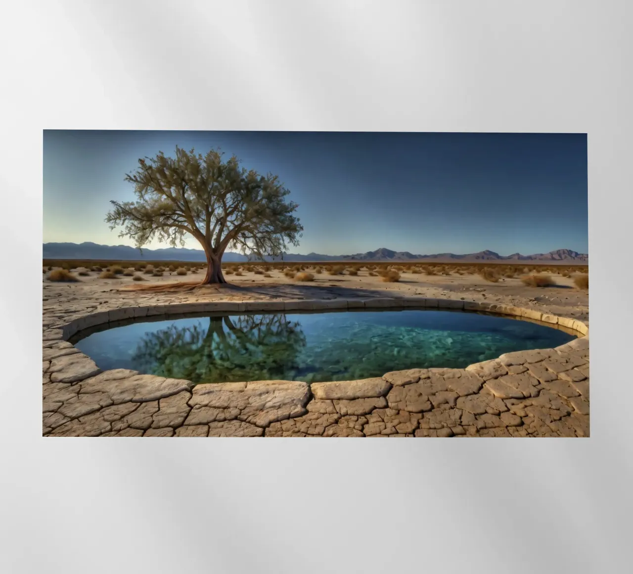 Un'oasi di tranquillità con alberi che si affacciano su un'acqua limpida pellicola backlit da DesignDoodle